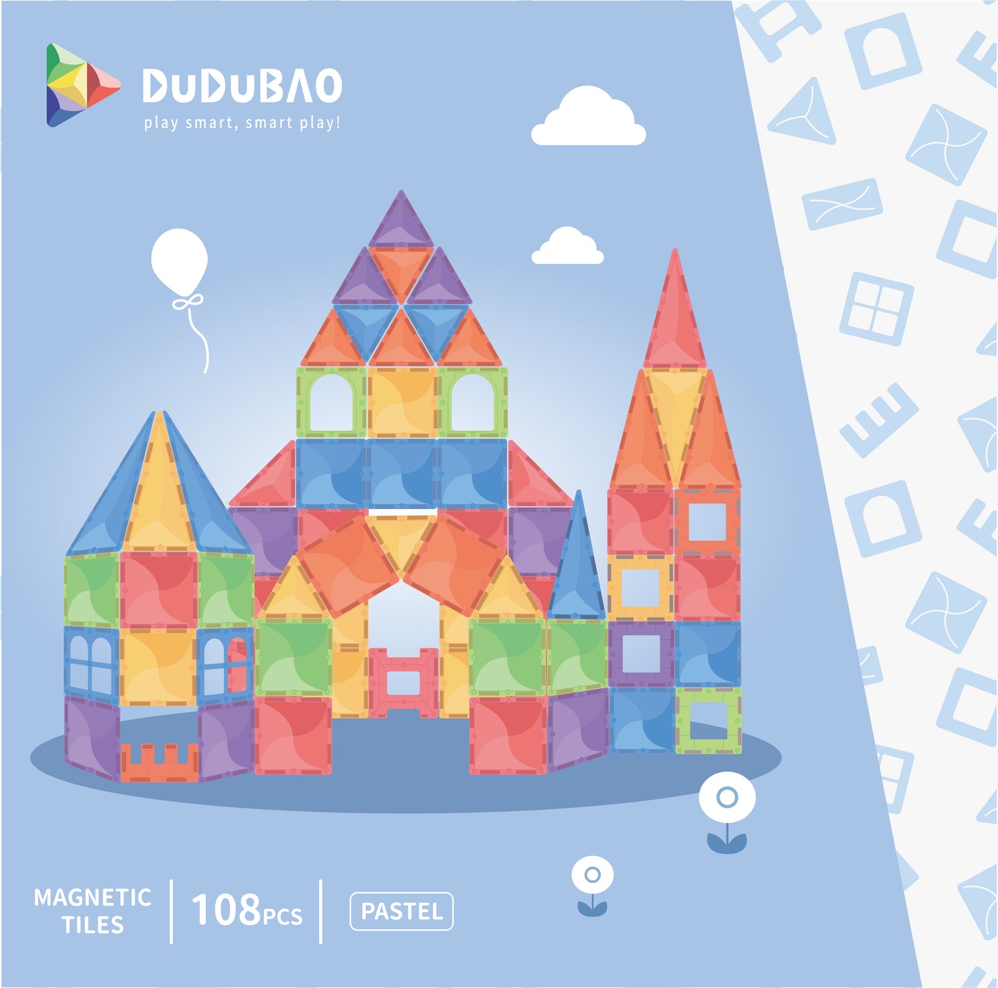 DUDUBAO磁力片－建構組（粉彩）108PCS