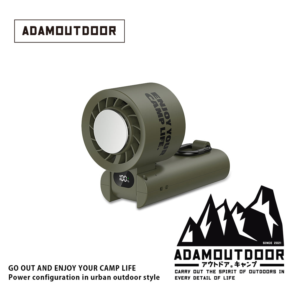 ADAMOUTDOOR｜隨身掛繩機能冰鎮風扇 綠色