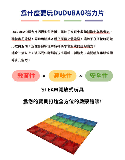 DUDUBAO磁力片－建構組（彩虹）108PCS
