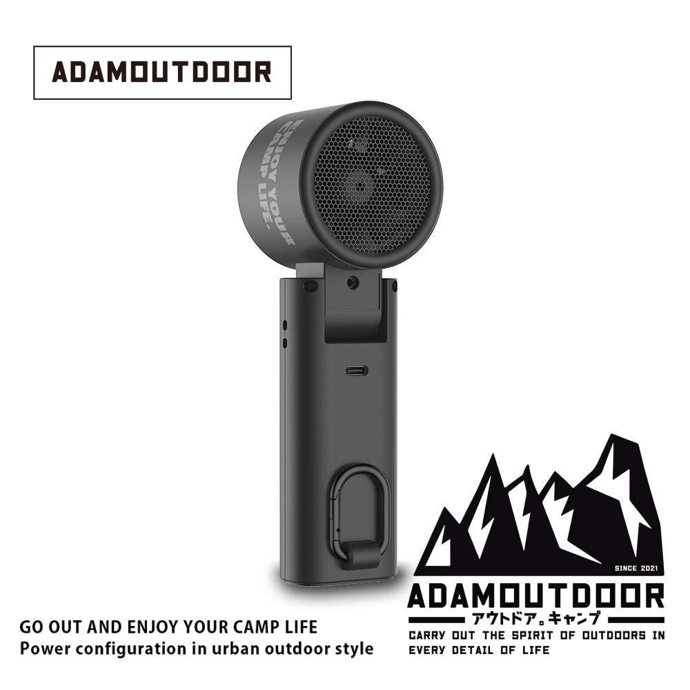 ADAMOUTDOOR｜隨身掛繩機能冰鎮風扇 黑色